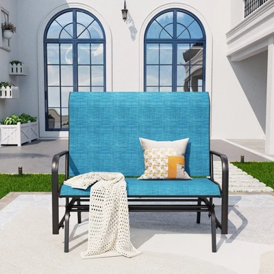 2-Seat Patio Glider With Steel Frame - Blue - Captiva Designs - Image 2