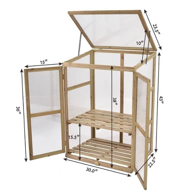 Costway Garden Portable Wooden GreenHouse Cold Frame Raised Plants Shelves Protection - Image 2