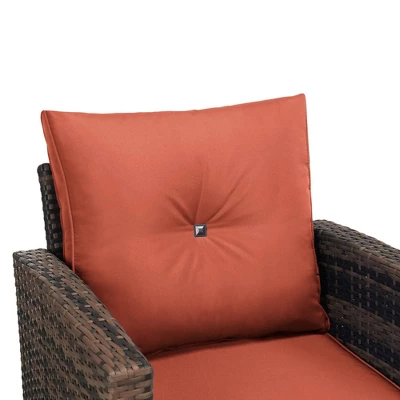 6pc Wicker Outdoor Conversation Set With Cushions - Orange - EDYO LIVING - Image 8