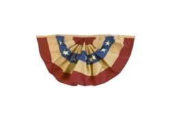 Briarwood Lane Burlap Patriotic Embroidered Bunting USA 48" X 24" Pleated Banner With Brass Grommets