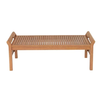Stamford 2pc Eucalyptus Wood Outdoor Bench With Coffee Table - Natural - Alaterre Furniture - Image 9