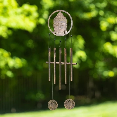 Dawhud Direct 38" H Eternal Zen Buddha Wind Chimes - Brown - Image 2