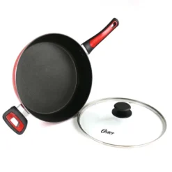 Oster® Oster Claybon 3.8 Quart Nonstick Saute Pan With Lid In Speckled Red
