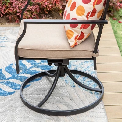 7pc Outdoor Dining Set With 37" Table & Swivel Arm Chairs - Captiva Designs - Image 2