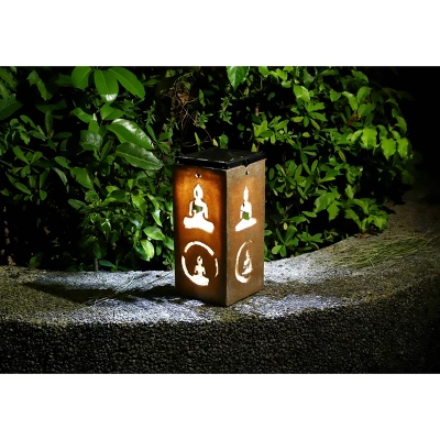 Techko Maid LED Solar 10.8" Portable Buddha Cut Out Decorative Outdoor Lantern Clear - Image 7