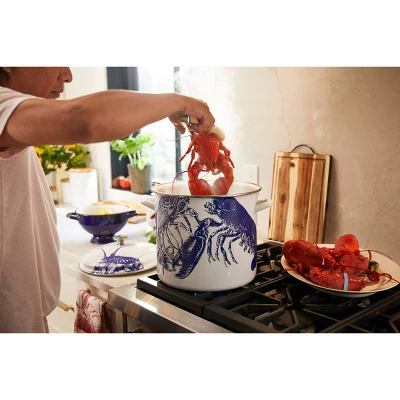 Cuisinart Caskata 16qt Enamel On Steel Stockpot With Cover - Blue Lobster - Image 6