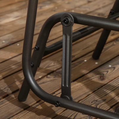 Outsunny Set Of 2 Outdoor Glider Chairs, Porch & Patio Rockers For Deck With PE Rattan Seats, Steel Frames For Garden, Backyard, Poolside, Gray - Image 4