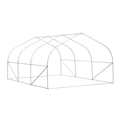 Outsunny 11.5' X 9.8' X 6.5' Outdoor Walk-In Tunnel Greenhouse Hot House With Roll-up Windows, Zippered Door, PE Cover, White - Image 6