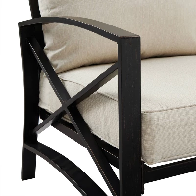 Kaplan 5pc Outdoor Conversation Set With Dante Fire Table & 4 Arm Chairs - Oatmeal - Crosley - Image 10