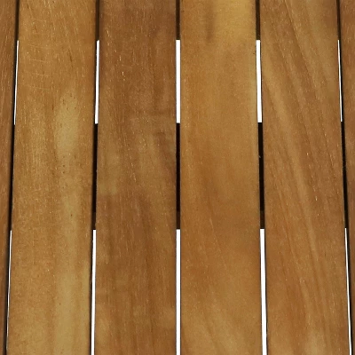 Sunnydaze Decor Sunnydaze Outdoor Solid Teak Wood With Light Stained Finish Patio Casual Dining Table - 24" - Brown - Image 2