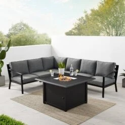 5pc Clark Outdoor Steel Fire Pit Set - Crosley