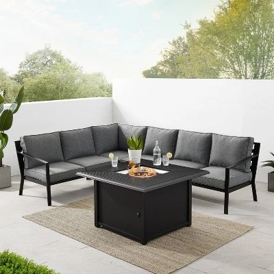 5pc Clark Outdoor Steel Fire Pit Set - Crosley