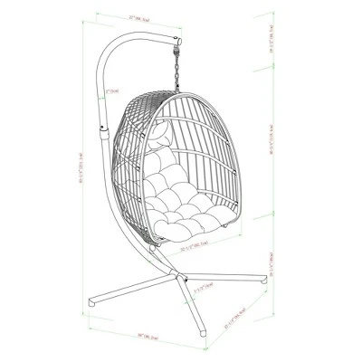 Toluca Hanging Outdoor Boho Egg Chair With Cushion - Saracina Home - Image 5