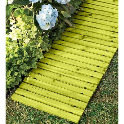 Roll-Out Straight Mossy Green Hardwood Garden And Yard Pathway, 8'L X 18"W