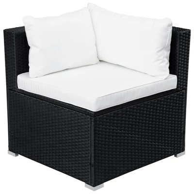 9pc Wicker Patio Seating Set With Cushions - Black/Beige - GODEER - Image 6