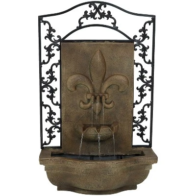 Sunnydaze Decor Sunnydaze 33"H Solar-Powered Polystone French Lily Design Outdoor Wall-Mount Water Fountain - Image 9