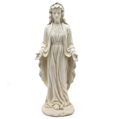 LuxenHome 30.5" H Virgin Mary Indoor Outdoor Statue Garden Statues, Gray Or Ivory - Image 2
