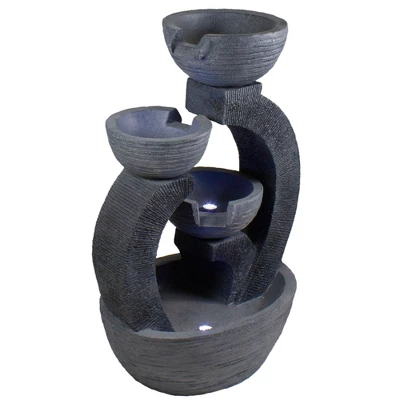 Northlight 31.5" Black Lighted Three-tier Outdoor Garden Water Fountain - Image 5