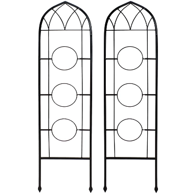 Sunnydaze Decor Sunnydaze 2-Piece Arched Climbing Plants Wall Trellis With Flower Pot Supports - Image 8