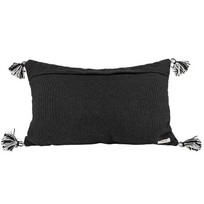 White With Black Tick Stripe 14X22 Hand Woven Filled Outdoor Pillow - Foreside Home & Garden - Image 2