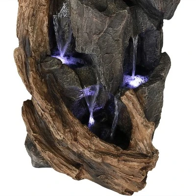 Sunnydaze Decor Sunnydaze 35"H Electric Polyresin Cascading Mountainside Outdoor Water Fountain With LED Lights - Image 4