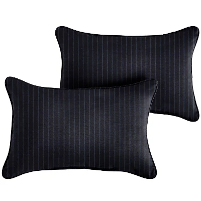 2pk Rectangle Sunbrella Corded Outdoor Throw Pillows Indigo Blue - Image 3