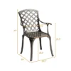 Costway Outdoor Cast Aluminum Arm Dining Chairs Set Of 2 Patio Bistro Chairs, Brown