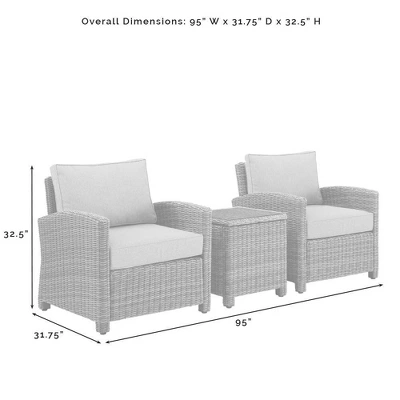 Bradenton 3pc Outdoor Wicker Seating Set With Two Chairs & Side Table Sangria - Crosley - Image 5