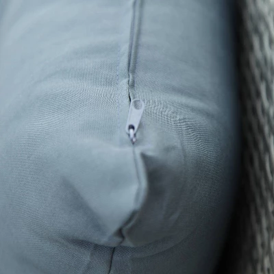 6pc Wicker Patio Set With Glass Table Ottomans - Gray/Dark Gray - GODEER - Image 10