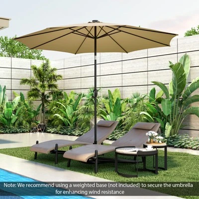 Costway 10 FT 112 LED Solar-Lighted Patio Table Market Umbrella Crank Tilt Outdoor Beige/Coffee/Navy/Wine - Image 3