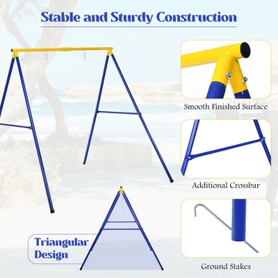 Costway Metal A-Frame Swing Stand Heavy Duty Extra Swing Frame W/Ground Stakes For Backyard - Image 3