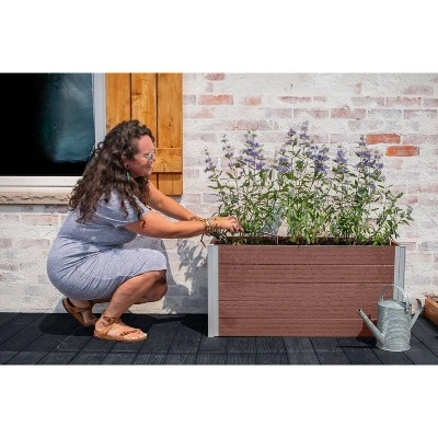 Vita 39" Wide Urbana Small Parklette Rectangular Planter Box Espresso - Image 6