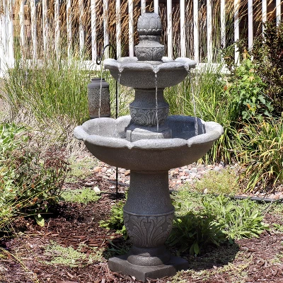 Sunnydaze Decor Sunnydaze 50"H Electric Fiberglass Reinforced Concrete 2-Tier French Garden Design Outdoor Water Fountain, Dusty Gray - Image 8
