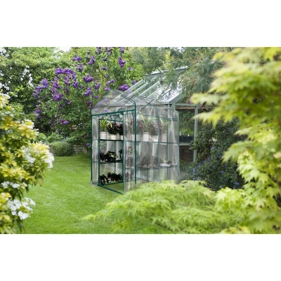 Nature Spring Walk-In PVC Greenhouse With 8 Shelves, Roll-Up Door And Steel Poles - Clear - Image 2