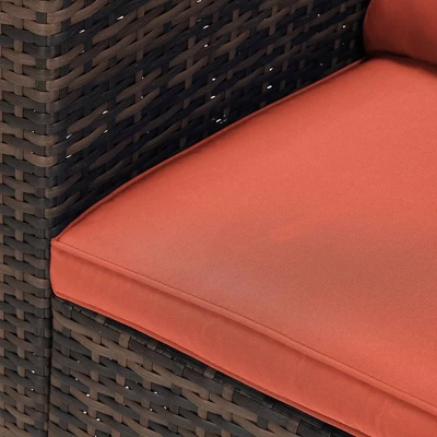 6pc Wicker Outdoor Conversation Set With Cushions - Orange - EDYO LIVING - Image 11
