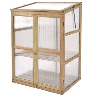 Costway Garden Portable Wooden GreenHouse Cold Frame Raised Plants Shelves Protection - Image 7