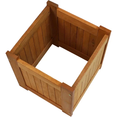 Sunnydaze Decor Sunnydaze Outside Meranti Wood Outdoor Planter Box With Teak Oil Finish For Garden, Porch And Patio - 16" Square - Image 2