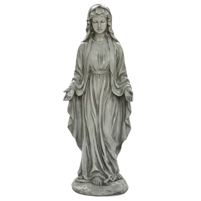 LuxenHome 30.5" H Virgin Mary Indoor Outdoor Statue Garden Statues, Gray Or Ivory