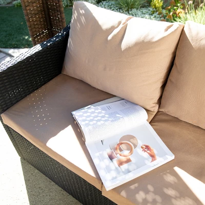 Barton 3 Person Madison Sofa Set Sectional W/Cushions Outdoor Patio Wicker - Image 2