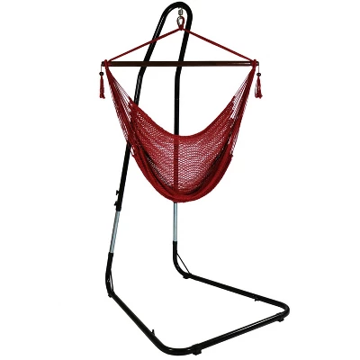 Sunnydaze Decor Sunnydaze Caribbean Style Extra Large Hanging Rope Hammock Chair Swing With Stand - 300 Lb Weight Capacity - Image 16