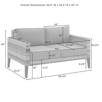 Prescott Outdoor Wicker Loveseat - Blue/Brown- Crosley - Image 10