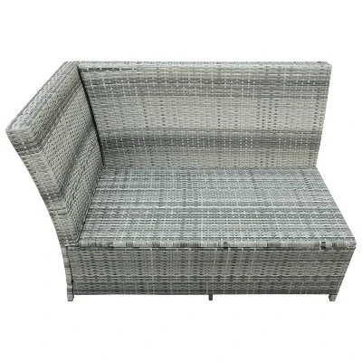 6pc Wicker Patio Set With Glass Table Ottomans - Gray/Dark Gray - GODEER - Image 15