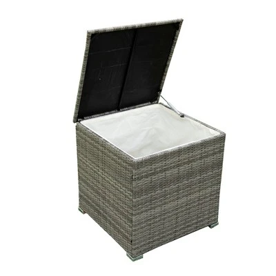 4pc Wicker Patio Sectional Seating Set With Cushions - Gray/Beige - GODEER - Image 16