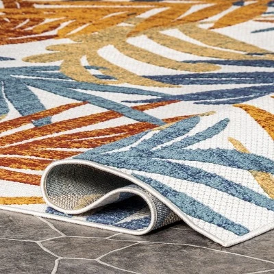 NuLOOM Flor Multi Tropical Leaves Indoor/Outdoor Patio Area Rug - Image 3