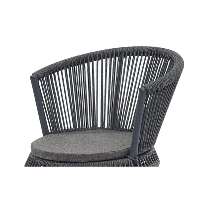 3pc Outdoor Wicker Conversation Set With Cushions - Dark Gray - GODEER - Image 8