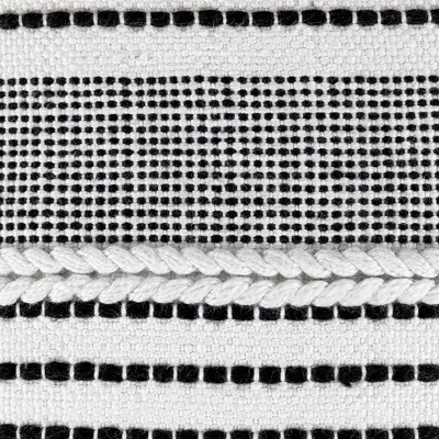 Northlight 18" White And Black Striped Outdoor Woven Pouf Ottoman - Image 4