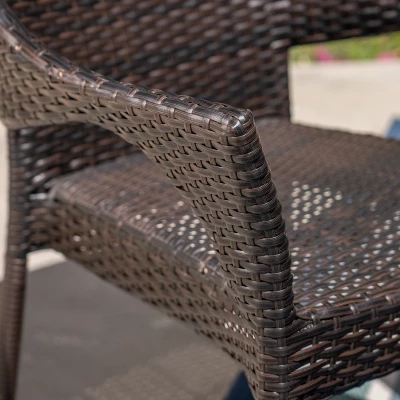 Clint 7pc Acacia And Wicker Dining Set - Teak/Brown - Christopher Knight Home