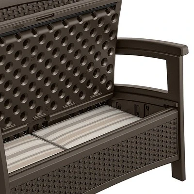 Suncast Loveseat With Storage Area & Trash Hideaway 33 Gallon Capacity Container - Image 2