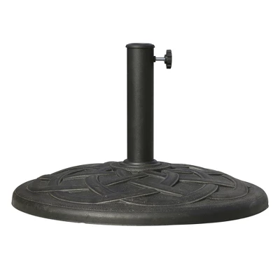 Outsunny 22" 42 Lbs Round Resin Umbrella Base Stand Market Parasol Holder With Beautiful Decorative Pattern & Easy Setup, Bronze - Image 3