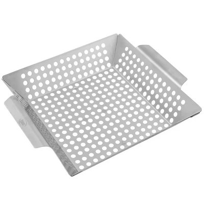 Kaluns Grill Basket, Heavy Duty Stainless Steel Grilling Basket For Vegetables And Meat